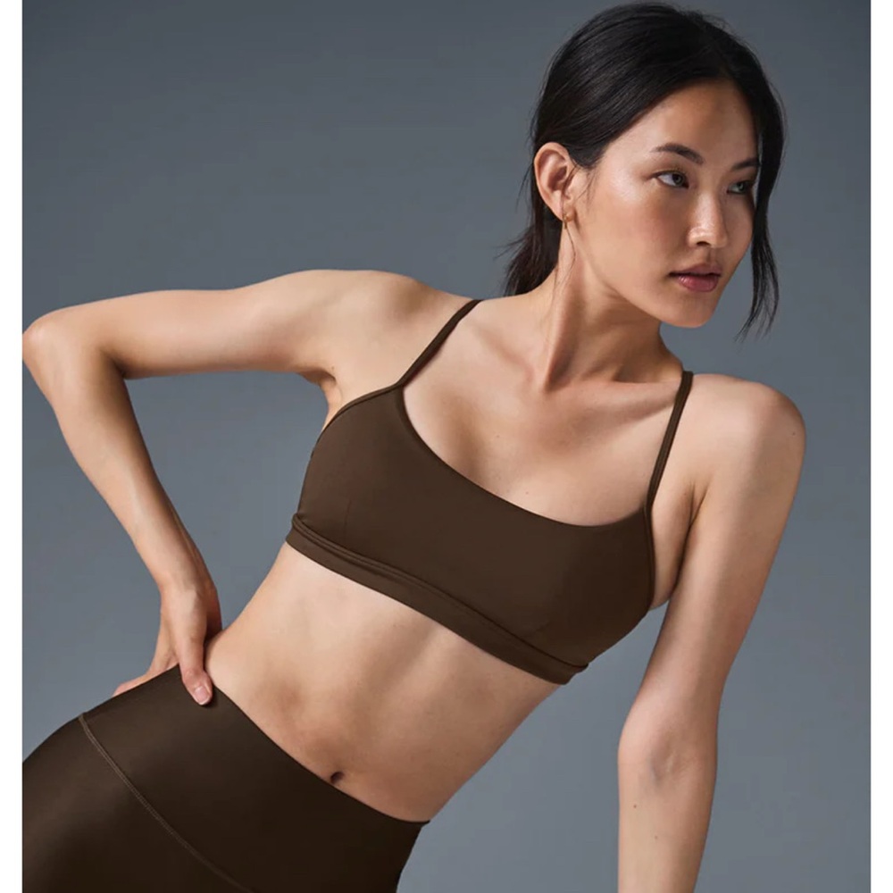 Alo Yoga Airlift Intrigue Bra Espresso Brown Brand New Large Sports Workout Top